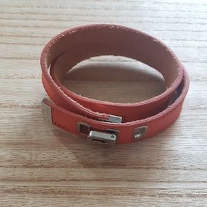 Fossil Coral Leather Wrap Bracelet, S-M